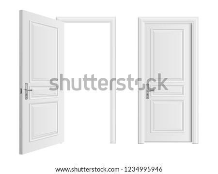 Similar – white door on the white wall of the building in the city