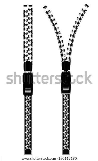 Open Closed Zipper Vector Stock Vector (Royalty Free) 150115190