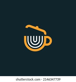 Open coffee or tea cup logo design.