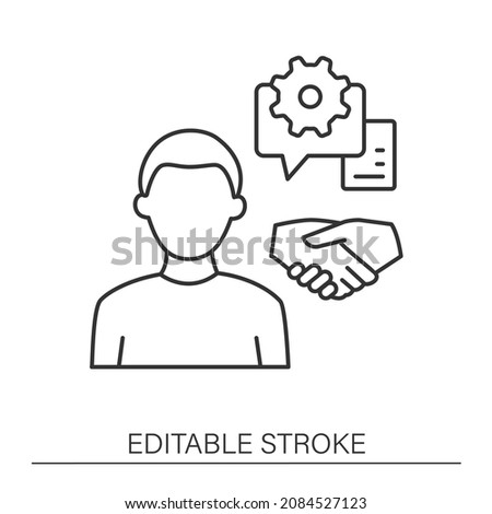 Open collaboration line icon. Friendly work atmosphere. Colleagues. Business automation concept.Isolated vector illustration.Editable stroke