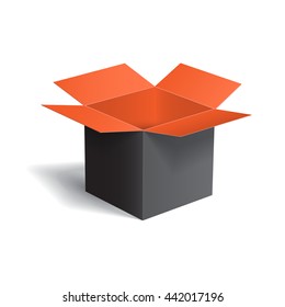 Open color box isolated on white background. Vector illustration.