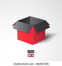 Open color box isolated on white background. Vector illustration.