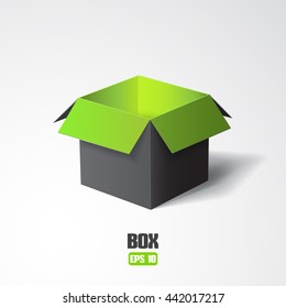 Open color box isolated on white background. Vector illustration.