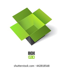 Open color box isolated on white background. Vector illustration.