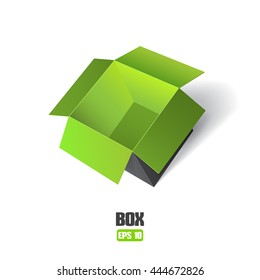 Open color box isolated on white background. Vector illustration.