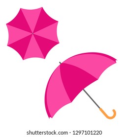 Open colorful umbrella. Flat design icon. Vector illustration. protection symbol. Rainy weather sign. Positive, creative thinking