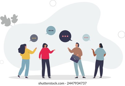 Open communication and free partner thoughts sharing.flat vector illustration.