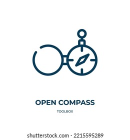 Open Compass Icon. Linear Vector Illustration From Toolbox Collection. Outline Open Compass Icon Vector. Thin Line Symbol For Use On Web And Mobile Apps, Logo, Print Media.