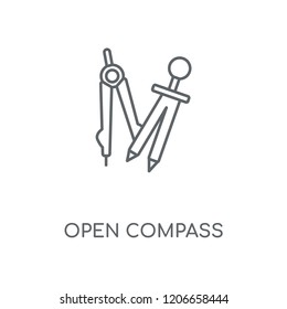 Open Compass linear icon. Open Compass concept stroke symbol design. Thin graphic elements vector illustration, outline pattern on a white background, eps 10.