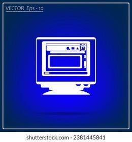 Open computer desktop, vector icon. A flat computer illustration.