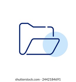 Open computer folder. File access and sharing, data management and navigation. Pixel perfect, editable stroke