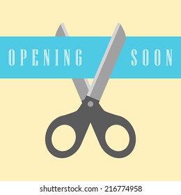 open concept, scissors cut the ribbon. flat design modern vector illustration