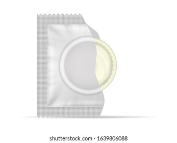 Open condom on a white background. Vector illustration.