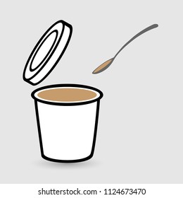 Open container with lid and spoon