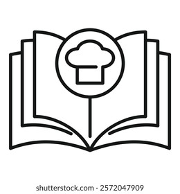 Open cookbook icon representing a cooking recipe book or a culinary school education