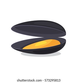 Open cooked mussel. flat vector illustration