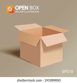 Open corrugated box. Vector illustration