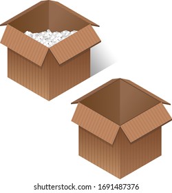 Abrir caja de cortón con y sin relleno