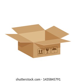 open crate boxes 3d, cardboard box brown, flat style cardboard parcel boxes, packaging cargo open, isometric boxes brown, packaging box open brown icon, symbol carton box isolated on white background - Shutterstock ID 1435845791