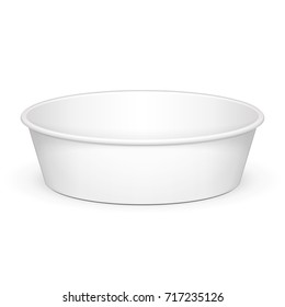 Open Cup Tub Food Plastic Container For Dessert, Yogurt, Ice Cream, Sour Cream Or Snack. Illustration Isolated On White Background. Mock Up Template Ready For Your Design. Vector EPS10