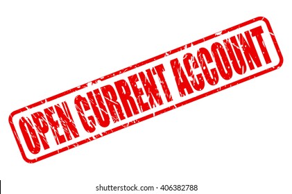 OPEN CURRENT ACCOUNT red stamp text on white