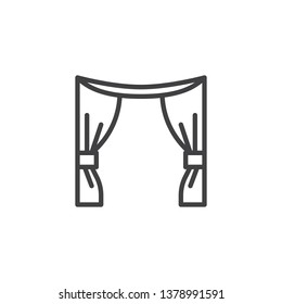Open curtains line icon. linear style sign for mobile concept and web design. Curtains outline vector icon. Symbol, logo illustration. Pixel perfect vector graphics