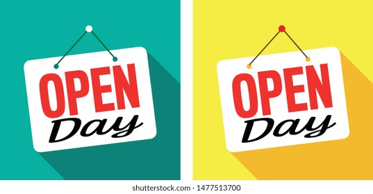 Open day on door sign hanging