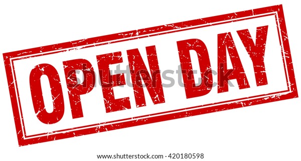 Open Day Red Grunge Square Stamp Stock Vector (Royalty Free) 420180598