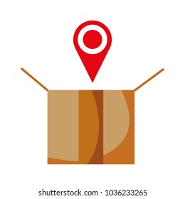 open delivery package with location symbol