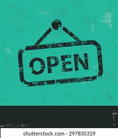 Open design on green background,grunge vector