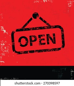 Open design on grunge background,red version