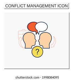 Open dialogue color icon. Dispute resolution.Compromising. Successfully handles, resolves issues sensibly and fairly.Communication concept. Isolated vector illustration