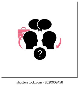 Open dialogue glyph icon. Dispute resolution.Compromising. Successfully handles, resolves issues sensibly and fairly.Communication concept. Filled flat sign. Isolated silhouette vector illustration