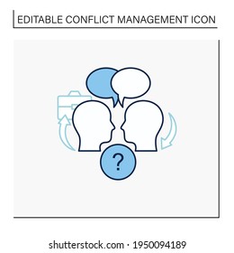 Open dialogue line icon. Dispute resolution.Compromising. Successfully handles, resolves issues sensibly and fairly.Communication concept. Isolated vector illustration. Editable stroke