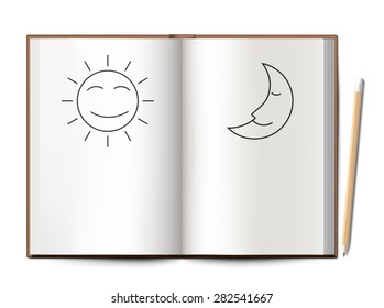 open diary for  day and night note