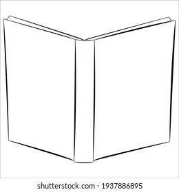Open diary, hardcover book. Vector icon for web, library design.Vector isolated on white, outline style.