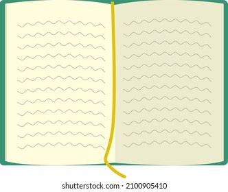 Open diary, illustration, vector on a white background.