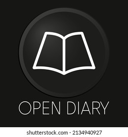 Abrir el icono de línea vectorial mínima en el botón 3D aislado en el fondo negro. Vector Premium.