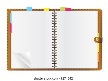 Open Diary On White Background