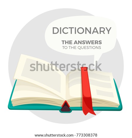 Open dictionary book with all answers to questions