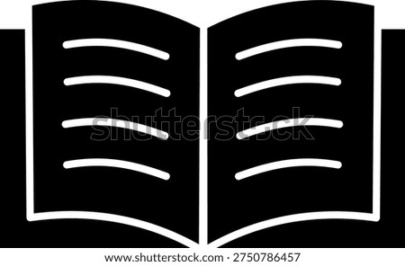Open dictionary textbook glyph icon