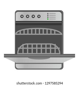 Open dishwasher icon. Cartoon of open dishwasher vector icon for web design isolated on white background