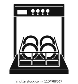 Open dishwasher icon. Simple illustration of open dishwasher vector icon for web design isolated on white background
