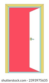 Open door 2D linear cartoon object. Exit doorway isolated line vector element white background. Quit job. Entrance interior. Access building. Entranceway. Emergency exit color flat spot illustration