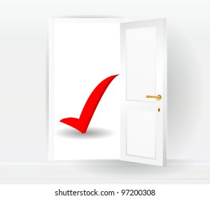 open door with accept symbol