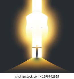 Open the Door to the AI, Robotics, New Technologies - Vector Concept Illustration