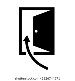 Open door and arrow. Enter room. Vector.