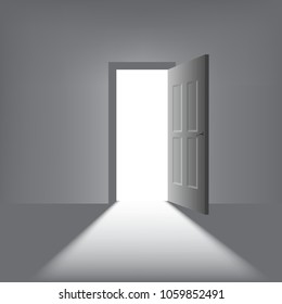 open door with a bright light on a dark background