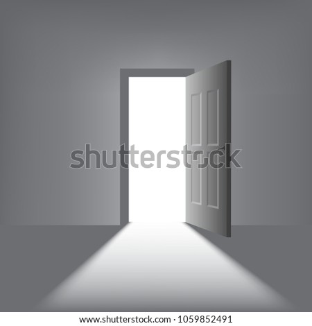 open door with a bright light on a dark background