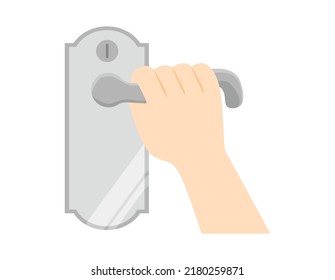 Open The Door By Hand.　Vector Illustration Of A Doorknob.